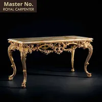 Meuble de salon de style européen, table console d'entrée en bois massif sculpté, marbre naturel