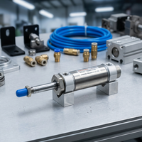Mini-cylindre pneumatique en acier inoxydable à course réglable, double action, cylindre rond CM2B 25x25 pour l'automatisation