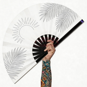 Abanico Plegable Personalizado Grande con Impresión Personalizada de Bambú Ecológico para Festivales y Fiestas con Brillo UV - Product Image 4