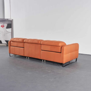 ชุดโซฟาหนังปรับเอนไฟฟ้า - โซฟาสามที่นั่งทันสมัยพร้อมโครงโลหะหุ้มหนังแท้ ฟังก์ชั่นนวดและปรับขยายได้ - Product Image 4