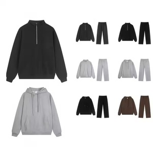 Set di Alta Qualità 100% Cotone per Uomo: Felpa con Zip a Quarto e Pantaloni da Tuta, Tute Sportive, Felpe con Cappuccio per Uomo - Product Image 1