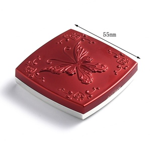 Classic Red Butterfly <b>Square</b> Folding Metal Double Side Compact <b>Mirror</b> - Product Image 2