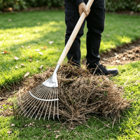 Râteau à feuilles de jardin en acier inoxydable à 16 dents, outils agricoles durables, râteau manuel pour le nettoyage des pelouses et des jardins, râteau de nivellement du terrain, nettoyage des feuilles