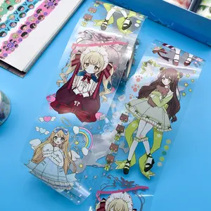 Hot sale full color 60mm wide 2m shopping girl ready to ship clear washi tape set for decoration