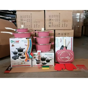 Batterie de cuisine antiadhésive <span class=keywords><strong>rose</strong></span> de haute qualité en aluminium extérieur <span class=keywords><strong>camping</strong></span> 23 pièces batterie de cuisine - Product Image 1