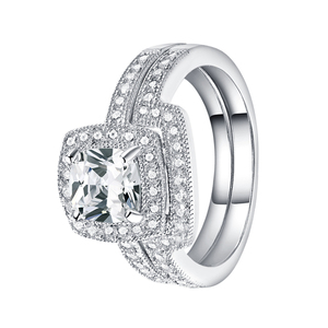 Anillo DE BODA minimalista de acero inoxidable para parejas con corte ovalado de circón chapado en rodio para hombres y mujeres, regalo de joyería de fiesta - Product Image 1