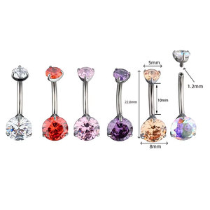 Yeni ASTM F136 titanyum 14G cerrahi zirkon göbek düğme göbek Piercing yüzükler moda göbek takısı Piercing - Product Image 4