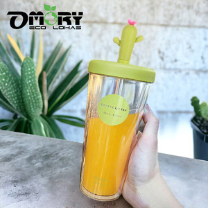 OMORY Cactus AS Double Layer Straw Cup 520ML High Heat Resistant Leak-Proof Straw Cup - Product Image 6