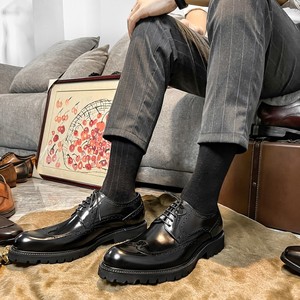 Chaussures habillées pour hommes Shadow Cow en cuir véritable, chaussures de luxe pour marié, chaussures de mariage pour hommes, style italien de luxe, chaussures Oxford grande taille - Product Image 4