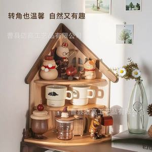 Étagère d'angle en bois à plusieurs niveaux pour tasses, cosmétiques, ornements, figurines d'aromathérapie, support de rangement de bureau - Product Image 4