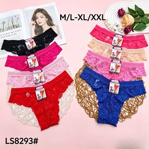 Mutandine da donna in <span class=keywords><strong>pizzo</strong></span> LAS238 a <span class=keywords><strong>vita</strong></span> bassa, trasparenti, con decorazioni floreali, traspiranti, taglia M-2XL, 0,48 dollari. - Product Image 1