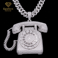 Nuevo Colgante de Plata de Ley 925 con Moissanita Estilo Hip Hop, Colgante Personalizado con Incrustaciones de Diamantes para Hombre, Estilo Urbano para Fiestas y Clubes