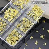Patchs d'ongles Or et Argent, 6 compartiments, Strass 3D semi-plats en métal en forme de demi-cercle, Accessoires de bijouterie DIY pour la décoration d'ongles