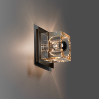 Plafonnier LED moderne en verre cristal taillé carré, petit format, pour placard et couloir