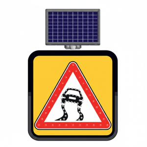 Señal de Advertencia Solar 'Camino Escorregiento' 60x60 cm, Gel Altamente Reflectante, Batería de 12V, LED de 5mm, 11800-32 FL Ileritraffic - Product Image 2