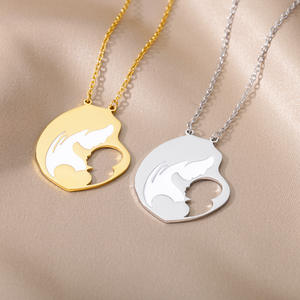 Vintage bebek anne anne kolye kolye çocuk hamile kalp paslanmaz çelik zincir kadınlar için takı - Product Image 3