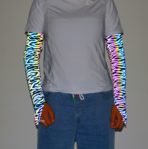 Kadın yanardöner yansıtıcı baskılı naylon spandex elastik dekoratif güneş koruyucu güneş koruyucu kolluk sleevelet kol kollu - Product Image 4