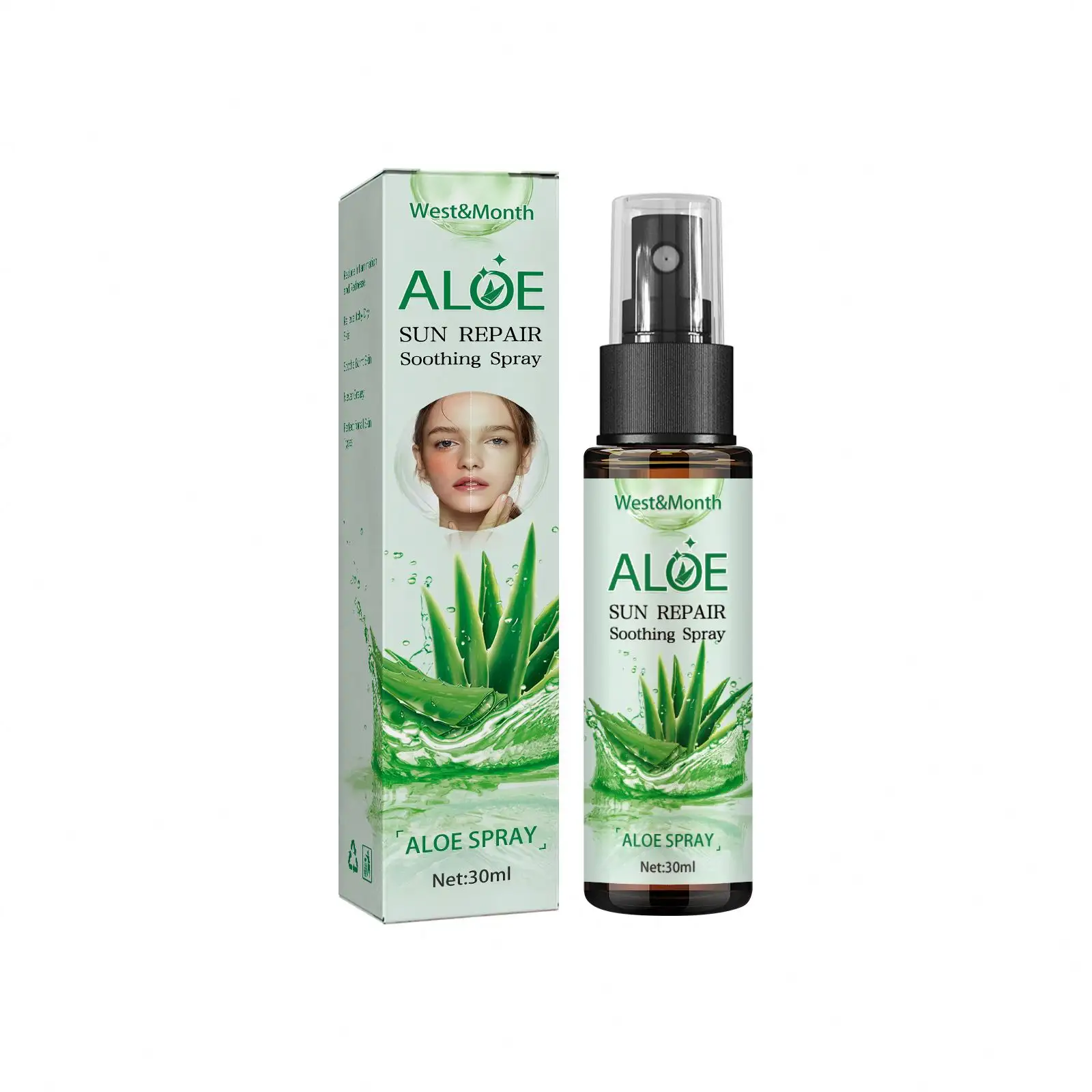 Aloe Vera güneş yanığı sprey tamir güneş yanığı güneş yanığı için kırmızı kan akne izleri onarım özü sprey