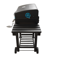 Barbecue portable moderne pour camping et pique-nique, avec étagère latérale unique, grand fumoir en fer thermolaqué et grille de maintien au chaud