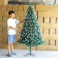 Adornos Navideños Artificiales de PVC con Conos de Pino Blanco y Bayas Rojas, Venta al Por Mayor de Fábrica