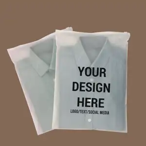 Free Sample Printed Logo Resealable White Matte Frosted Poly Pe Clothing T-Shirts Plastic Packaging Bag