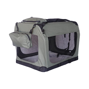 Grands sacs de voyage pliables personnalisés OEM pour chats meilleure vente caisse souple pour chien avec 2 bols polyester bleu marine - Product Image 3