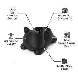 3D Printed Mini Cat Flower Pot 10cm Indoor Desk Plant Planter For Succulent Cactus Decoration - Product Image 5