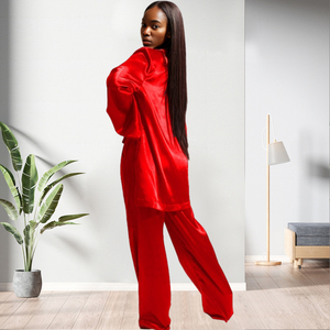 Ensemble pantalon et cardigan ample de couleur unie pour femme, style décontracté, idéal pour le dropshipping - Product Image 3