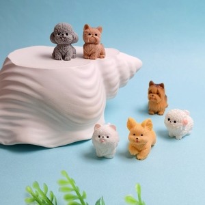 Figura Decorativa de Perro <span class=keywords><strong>Poodle</strong></span> de Dibujos Animados, Miniatura de Resina para Bonsái, Micropaisaje, Jardín de Hadas - Product Image 4