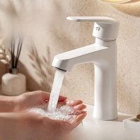 Robinet en laiton massif pour lavabo, eau chaude et froide, pour salle de bain domestique, avec raccords en laiton