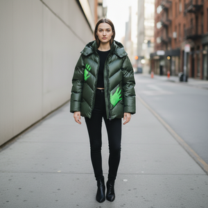 Jaket Pria Tipis Musim Dingin Custom dengan Logo Sensitif Panas, Jaket Puffer Reaktif Panas Ukuran XL, Gaya Streetwear, Haus Industries - Product Image 1