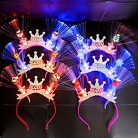 Bonne année couronne numérique bandeau lumineux LED cerceau de cheveux accessoires de fête du nouvel an clignotant bandes de cheveux en fibre optique