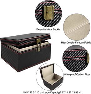 Boîte de blocage de Signal en cuir antivol pour clés de voiture, cartes de téléphones Fob, entrée sans clé, bloqueur de Signal RFID et <span class=keywords><strong>Cage</strong></span> de boîte <span class=keywords><strong>Faraday</strong></span> Premium - Product Image 3