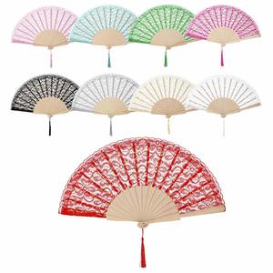 Abanicos Plegables de Encaje Tradicional Directo de Fábrica, Abanicos de Madera Calados con Borlas para Bodas, Regalo para Damas de Honor, Promoción al por Mayor - Product Image 1