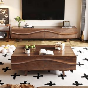 Juego de Muebles de Almacenamiento para Sala de Estar de Madera Minimalista de Lujo, Mesa de Centro, Mueble para TV, Aparador Combinado - Product Image 5