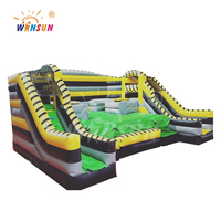 Parcours d'obstacles gonflable commercial WINSUN, jeu d'obstacles rotatifs Wipeout pour tous, en PVC, avec kits de réparation