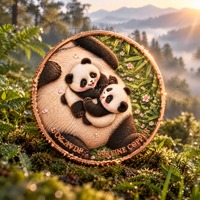 Pièce de monnaie commémorative en cuivre de 5 OZ, pièce unique, avec motifs en relief : Parent, bébé panda, bambou, fleur et paysage champêtre