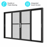 Porte coulissante en aluminium sur mesure avec moustiquaire intégrée, double vitrage pour balcon, chambre, villa, résidence