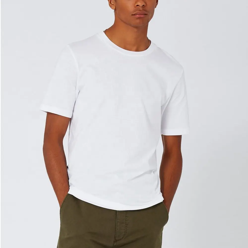 Herren bekleidung Cotton Mixed Ela stane Hochwertiges weißes T-Shirt Slim Fit Shorts leeve Plain T Shirt