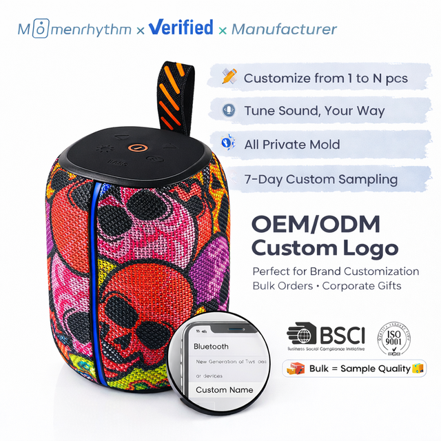 Mini Portable Speaker Custom Logo Print RGB Colorful Light Wireless Audio HiFi Stereo Bass Long Battery Life for Party