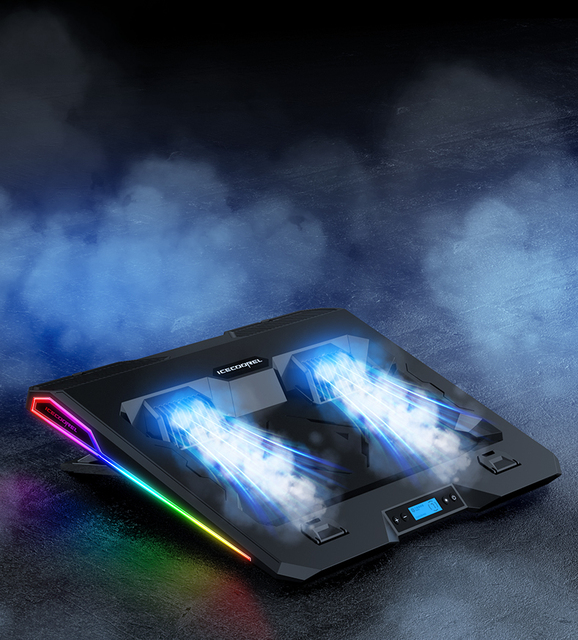 RGB Ajustable and LCD Panel Gaming RGB Laptop Cooler for Laptop 14-18 Inch  2200-2800 RPM Powerful Air Flow Cooling Pad
