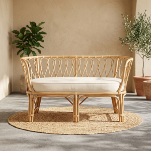 Sofá Largo de Jardín de Madera de Indonesia, Silla de Hotel Hecha de Mimbre con Estructura de Ratán y Tejido de Ratán Jawit - Product Image 2