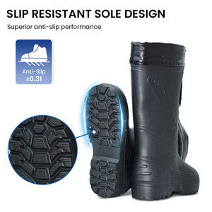 รองเท้าลุยหิมะ EVA สีขาวน้ำหนักเบาพิเศษบุผ้าสักหลาดให้ความอบอุ่นกันน้ำได้ครึ่งทำงานฤดูหนาวตกปลาแบบลื่นที่เก็บความเย็นสูง - Product Image 3