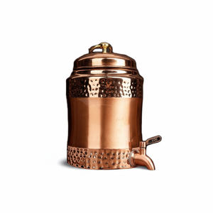 Enfriador de agua ecológico redondo pulido tradicional moderno de cobre puro certificado, olla de almacenamiento, salud del hogar, artesanía Saniya - Product Image 1