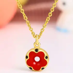 Mode Netter Schmuck Hochwertige Emaille Halskette Donut Anhänger Bunte Blumen Halskette Kinder schmuck