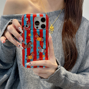 เคสโทรศัพท์ลายม้าสีแดงน้ำเงินแบบเต็มจอสำหรับปีใหม่  แบบสองชั้นกันกระแทก สำหรับ iPhone 14 15 16 17 Pro Max สำหรับผู้หญิงและเด็กผู้หญิง - Product Image 1