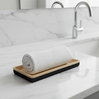 Ensemble d'accessoires de salle de bain noir mat OEM ODM personnalisé en résine, distributeur de savon, porte-brosse à dents, porte-savon, décoration pour hôtel et maison