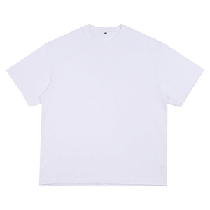 Camiseta de Manga Corta de Color Sólido, Estilo Desgastado, 420g, Personalizable, Informal, Holgada, de Algodón Puro, Cuello Redondo, Rota, Moderna - Product Image 3