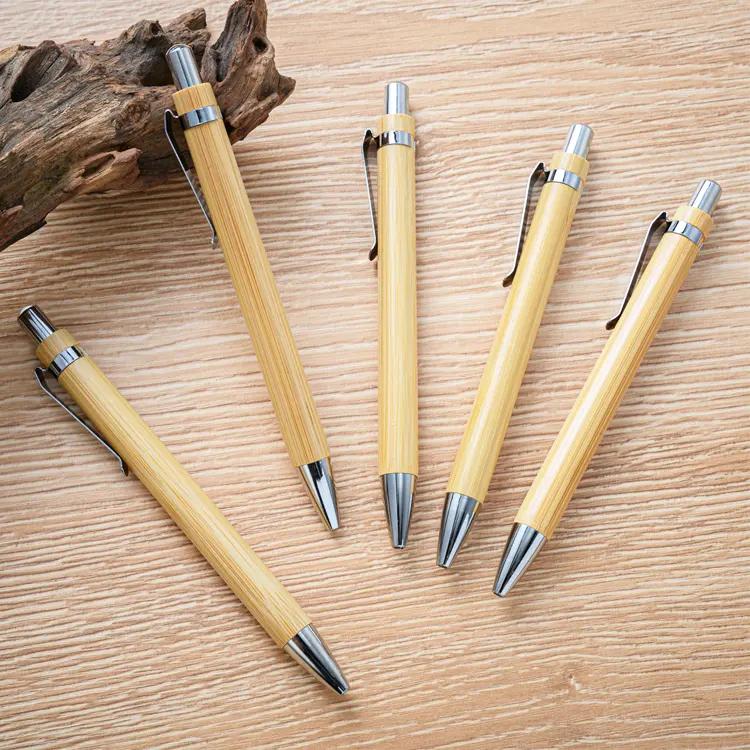 Số lượng lớn thả tre Bút kim loại gỗ Bút in logo quảng cáo Bút bi gel mực bút stylus quà tặng bút