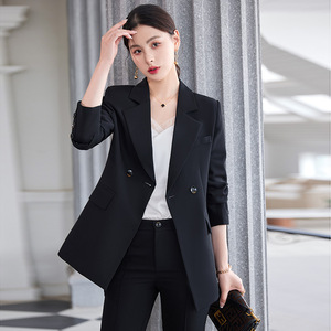 Women's Professional Two Piece Suit Set Spring Autumn Korean Style Casual Wide Leg Pants Anti Wrinkle Polyester Fiber - Product Image 4